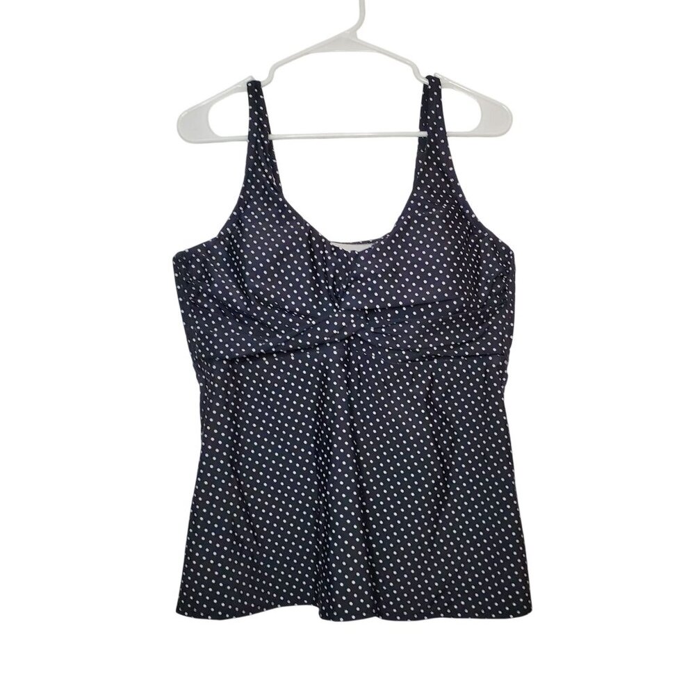 Women's Shade & Shore Black Polka Dot Swimsuit Top With Adjustable Straps & Hidd
